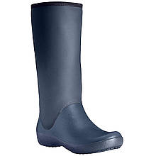 Чоботи гумові жіночі високі м'які / Crocs Women's RainFloe Tall Boot (203416), Темно-сині 37