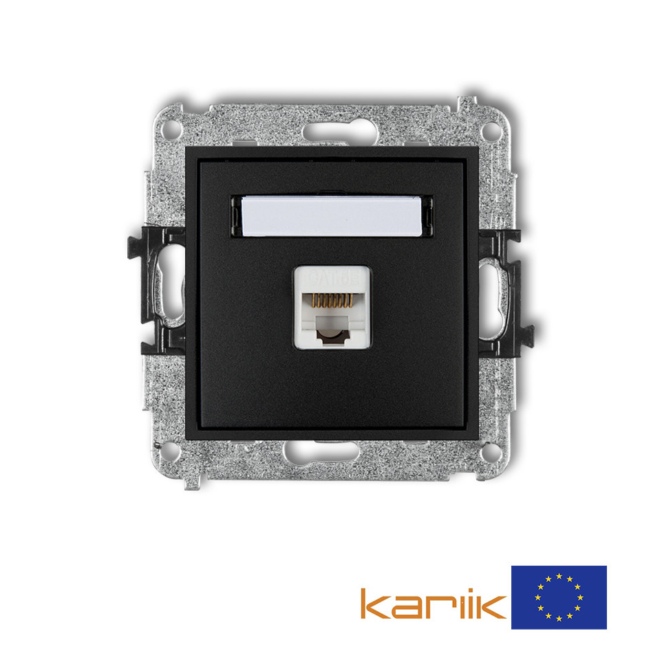 Розетка комп'ютерна Karlik MINI 12MGK-1 RJ45 UTP cat 5E 8P8C чорна матова внутрішня LAN