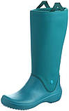 Чоботи гумові жіночі високі м'які з манжетом / Crocs Women's RainFloe Boot (12424), Зелені 36, фото 6