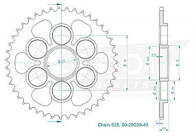 ESJOT 50-29039-43 задня зірка для Ducati Diavel 1260 / Ducati 1260 Multistrada аналог JTR761 / JTA760B