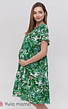Вільна сукня з воланами для вагітних та годуючих з віскози з фактурою льону Annabelle S Зелений DR-21.101, фото 2