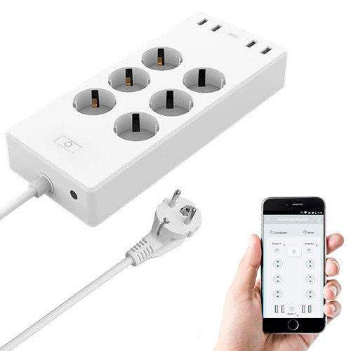 Розумний Wi-Fi мережевий фільтр подовжувач 6 розеток та 4 USB ZLD-64EU-W