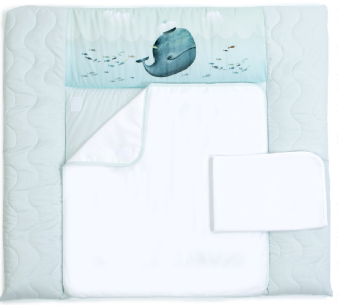 Сповивальний матрац Baby Veres Menthol whale Тканинний 72х80 см, фото 1
