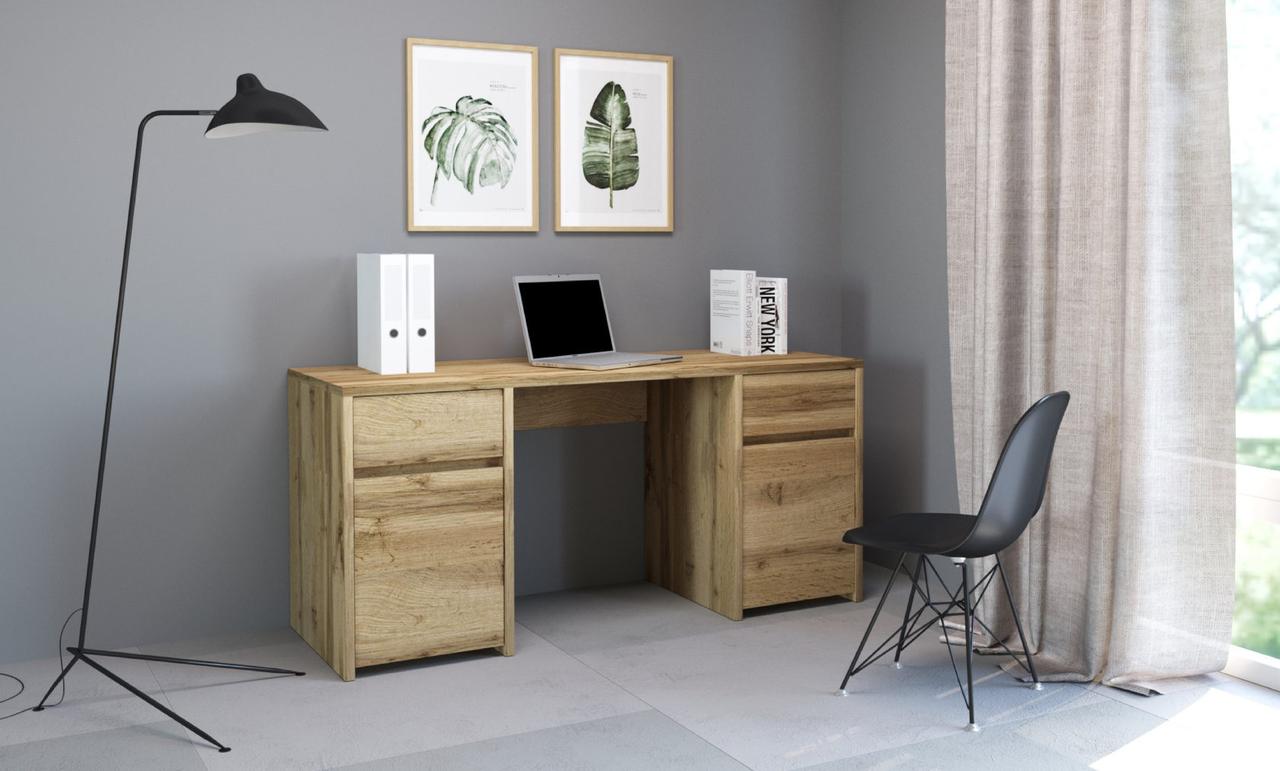 Сучасний письмовий стіл двотумбовий, комп'ютерний стіл для дому з еко дизайном Тахо 15 MM