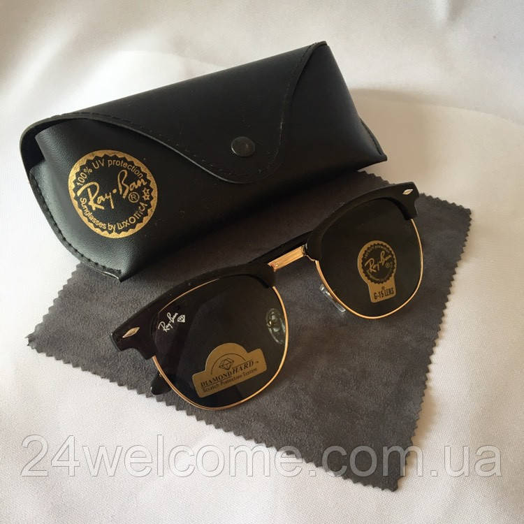 Сонцезахисні окуляри Ray Ban Clubmaster чорний скло комплект