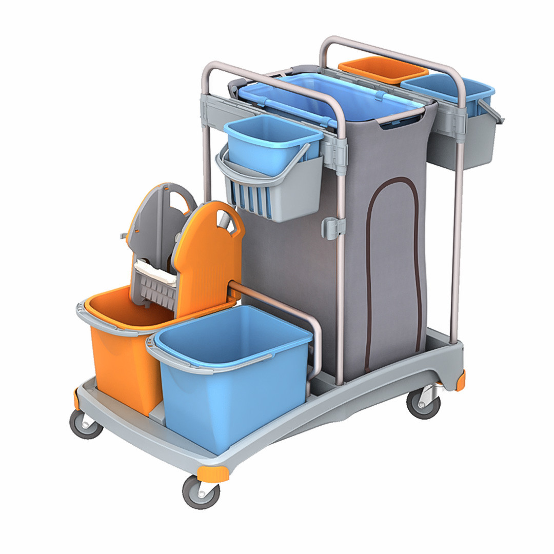 Прибиральний інвентар та засоби для horeca Двухведерные прибиральні візки Візок для миття підлоги Збиральна візок з віджимом