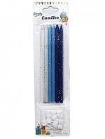 Свічка-олівець / свічки Довгі (6 штук - 14 см.) Білий, Блакитний, Синій, блискітки