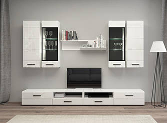 Сучасна стінка у вітальню, модульні меблі для вітальні Б'янко 2 ММ