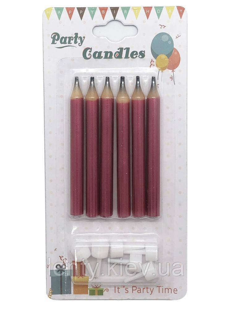 Свічки-олівці / свічки (6 штук -8 см.) Червоний