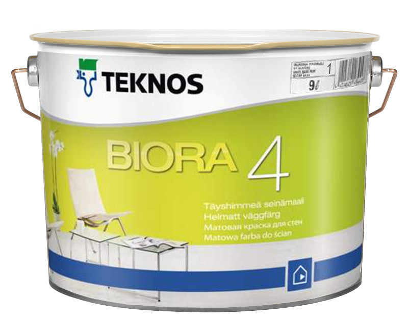 Краска акриловая TEKNOS BIORA 4 интерьерная белая (база 1) 9л - фото 2 - id-p1375964184