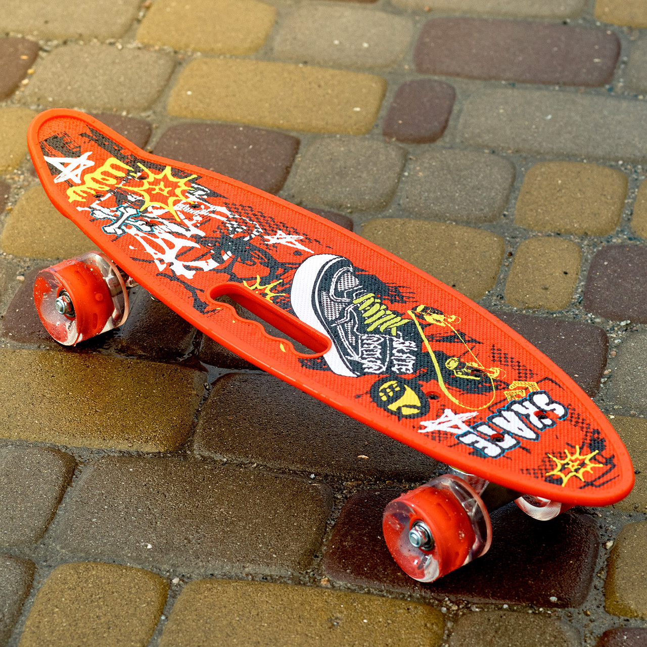 Скейт Пенні борд для дітей Skate зі світними колесами ,алюм. підвіска не ковзна поверхня Червоний