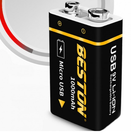Акумулятор Beston крона 9v Li-ion 1000mAh з microUSB-портом, фото 1