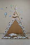Дитячий Вігвам з Індіанцями, однотонний, повний комплект, місяць та прапорці в подарунок, фото 4