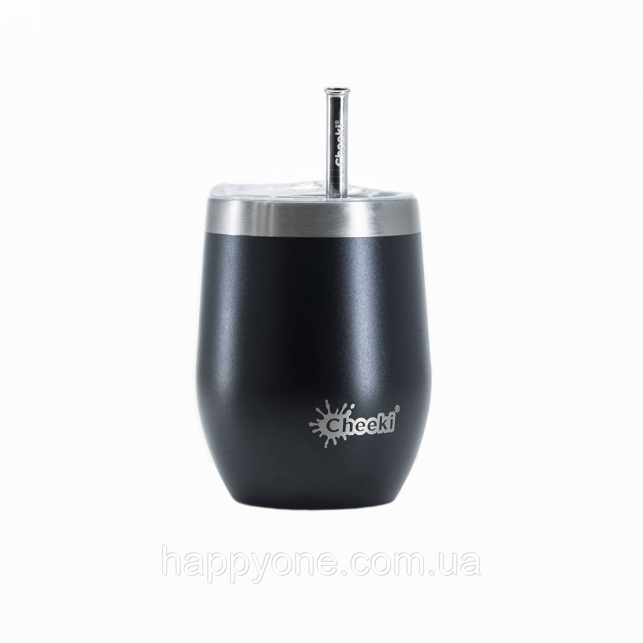 Термостакан для напоїв із сталевою трубочкою Cheeki Wine Tumbler Rich Black (320 мл)