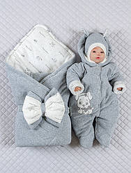 Комплект на виписку для новонародженого з пологового будинку набір Весна-Осінь Стиляжка сірий