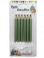 Свечи-карандаши / свечи (6 штук -8 см.) Зеленый