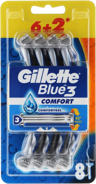 Станок для гоління Gillette Blue комфорт 3 леза 8 шт.