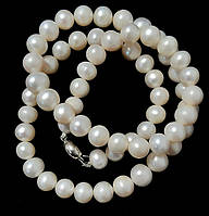 Намисто з натуральних річкових перлів. Колір білий. Діаметр: 7,5 (+-) мм. Довжина: 50 см.