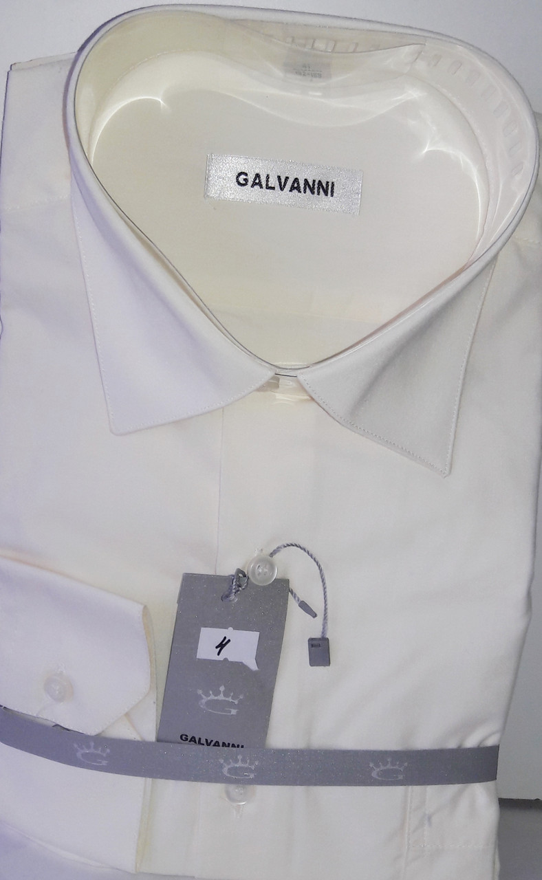 Сорочка чоловіча Galvanni vd-0004 молочна однотонна класична з довгим рукавом