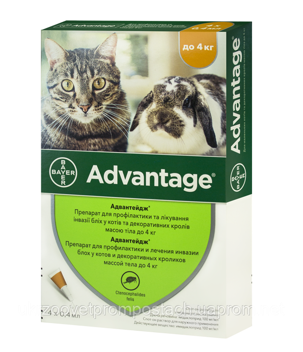 Краплі від бліх Адвантікс ® -40 для котів до 4 кг/за 1 шт