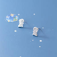 Сережки-гвоздики Дракончики, маленькі срібні сережки з камінням, срібло 925 проби, 6*10 мм