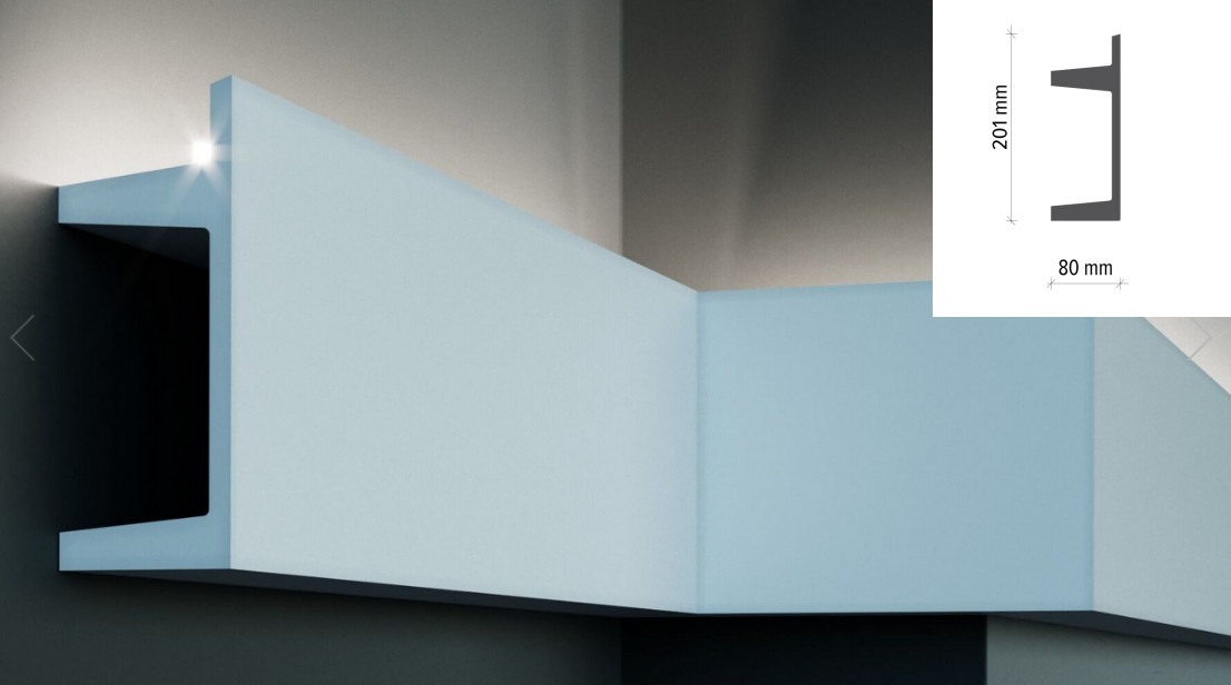 LED профілі Tesor KF 722 (2.00 м), Світлодіодні системи непрямого освітлення з пінополістиролу.