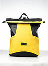 Роллтоп рюкзак жіночий чорно-жовий. Рюкзак RollTop. Ролл міський рюкзак, рюкзак шкіряний молодіжний Roll, фото 5