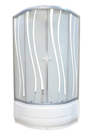 Душова кабіна 90х90х195 см на глибокому піддоні, скло с візерунком "хвиля", фото 1