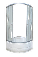 Душова кабіна 90х90х195 см на глибокому піддоні, скло с візерунком "хвиля", фото 2