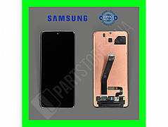 Дисплей Samsung G980 S20 (GH82-22123) сервісний оригінал без рамки (переклеєне скло) з дефектом пляма