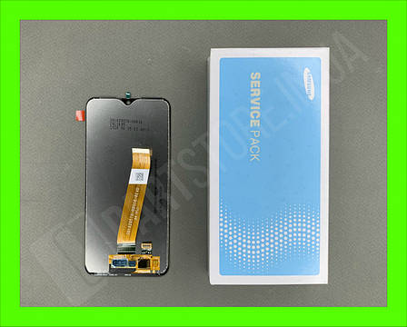 Дисплей Samsung А01 Black А015 2020 (GH81-18209A) сервісний оригінал в зборі з рамкою, фото 2