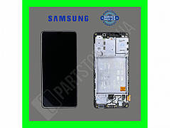 Дисплей Samsung A415 Black А41 2020 (GH82-22860A) сервісний оригінал у складі з рамкою (переклеєне скло)