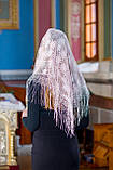 Ажурний жіночий хустку-косинка церковний мереживний "Незабудка" персикового кольору, фото 2