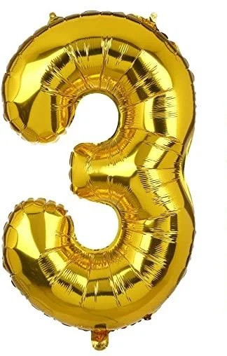 Фольгована кулька цифра "3" золото розмір 1 метр, фото 1