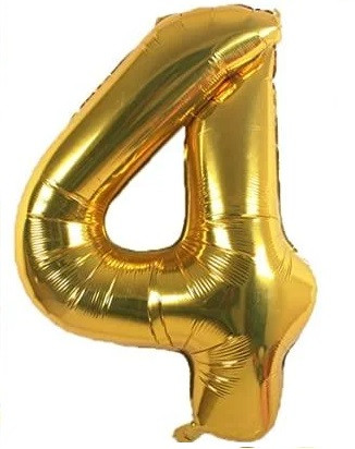 Фольгована кулька цифра "4" колір золото розмір 1 метр, фото 1