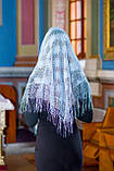 Церковний ажурний красивий хустку жіночий на голову для храму "Незабудка" блакитного кольору, фото 3