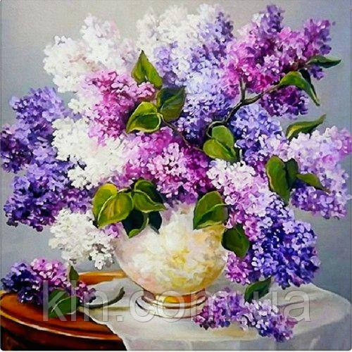 Алмазна вишивка на підрамнику Букет бузку 30 х 30 см (арт. TN981) Diamond Painting, фото 1