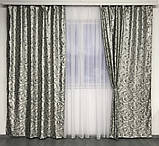 Готові жакардові штори Штори з люрексом Жакардові штори Штори сірі на тасьмі, фото 2