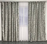 Готові жакардові штори Штори з люрексом Жакардові штори Штори сірі на тасьмі, фото 3