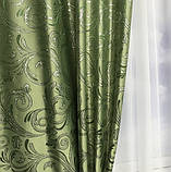 Готові жакардові штори Штори з люрексом Жакардові штори Штори зелені на тасьмі, фото 5