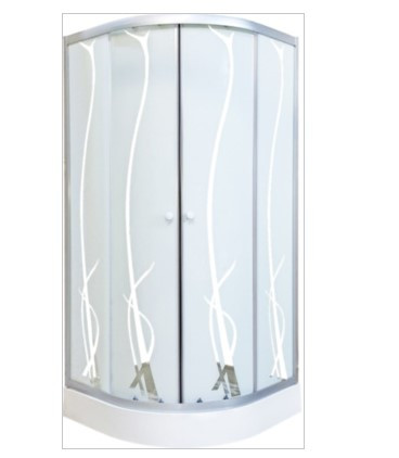 Душова кабіна 90х90х195 см з низьким піддоном, скло з декором (вихор)
