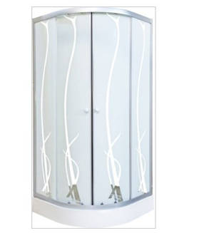 Душова кабіна 90х90х195 см з низьким піддоном, скло з декором (вихор), фото 1