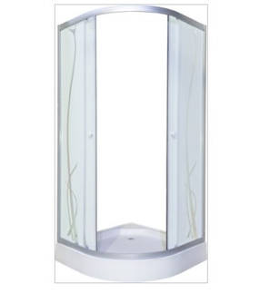 Душова кабіна 90х90х195 см з низьким піддоном, скло з декором (вихор), фото 2