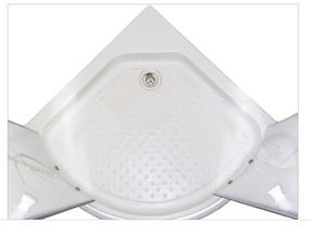 Душова кабіна 90х90х195 см з низьким піддоном, скло з декором (вихор), фото 3