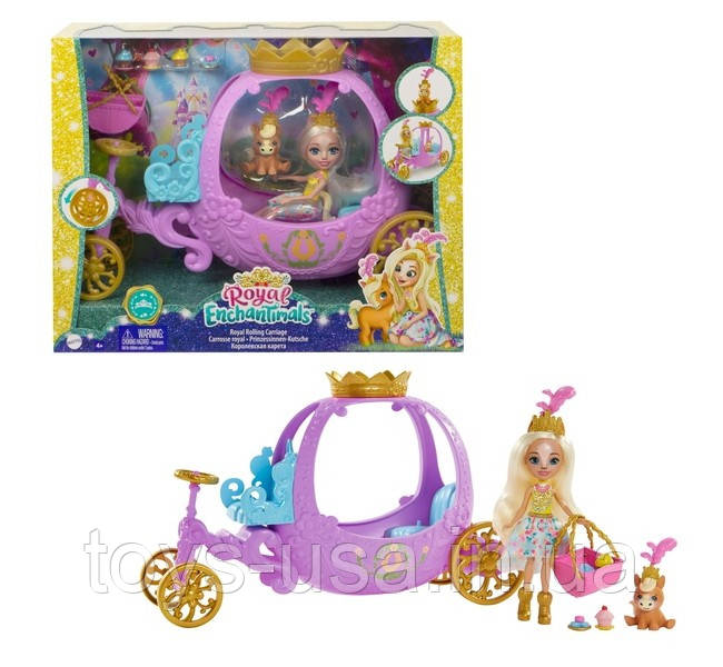 Лялька Энчантималс Enchantimals Royals Carriage Peola Pony Pegasus Королівська карета з Пеолой Поні, фото 1