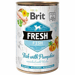 Консервований корм для собак Brit Fresh (Бріт Фреш) Fish/Pumpkin з рибою та гарбузом  400 г