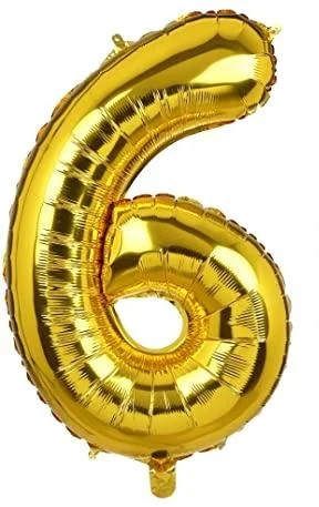 Фольгована кулька цифра "6" золото розмір 1 метр, фото 1