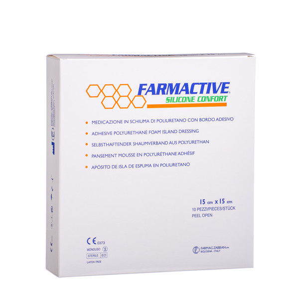 Farmactive Silicone Comfort 15х15см - Поліуретанова губчаста пов'язка з бортом