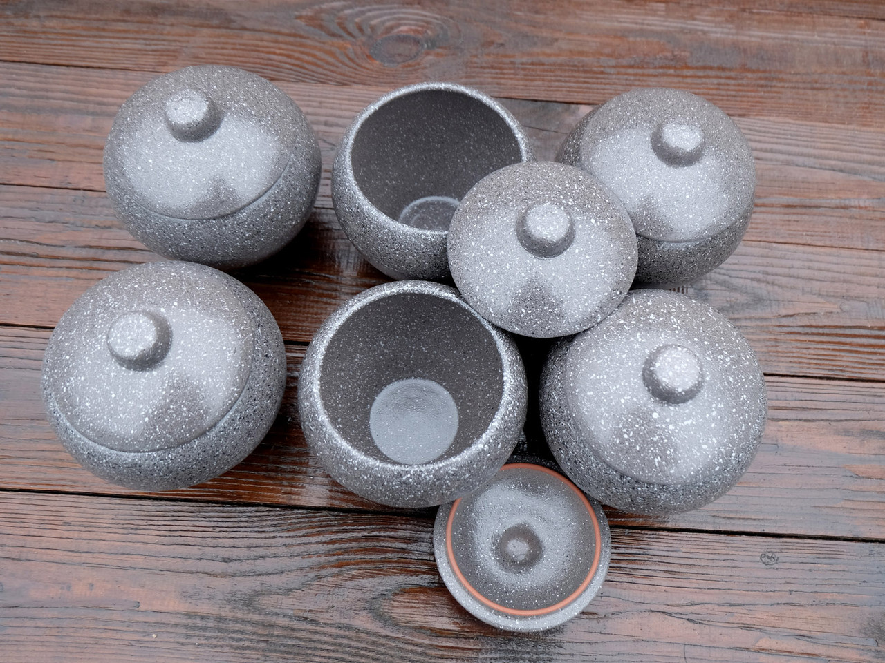 Набір горщиків Краплє сірі кераміка 6 шт 500 мл (824-4426), фото 1