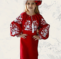 Этническое платье для девочки в украинском стиле красного цвета